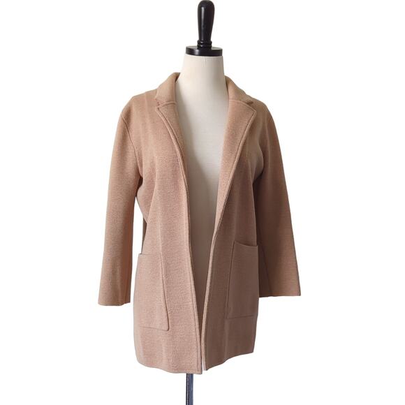 J.Crew Sophie Open Front Sweater Blazer Tan Camel Merino Wool Academia Womens XS - Picture 10 of 11